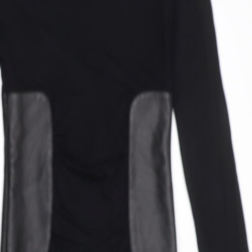Faith Connexion Womens Black Polyester Bodycon Size S Round Neck Zip