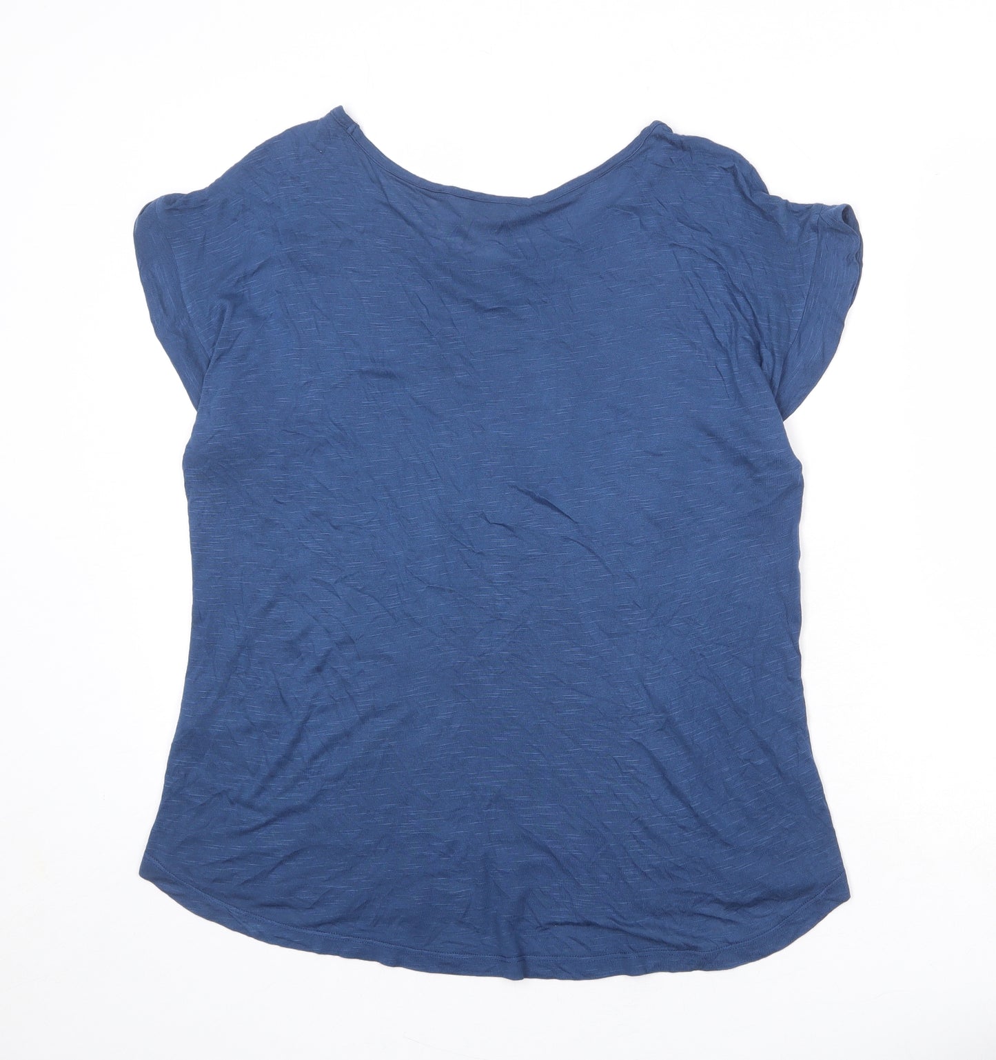 BHS Womens Blue Geometric Viscose Basic Blouse Size 16 Round Neck - Swallow Prints