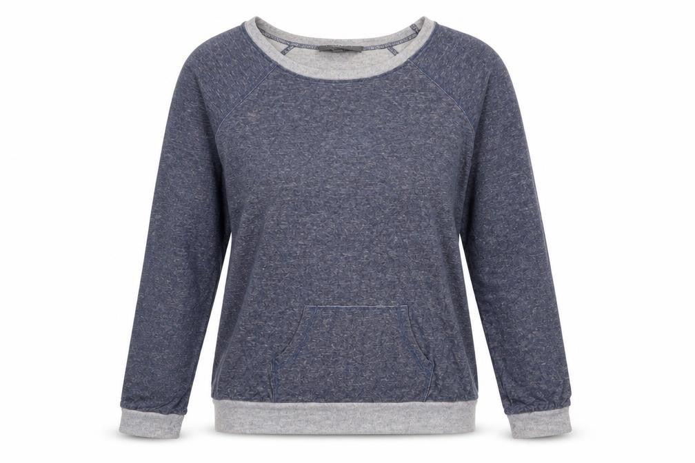 Front view of Limited Collection women’s blue viscose pullover sweatshirt, size UK 8, pullover