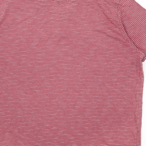 Fat Face Mens Red Striped 100% Cotton Polo Size L Collared Button