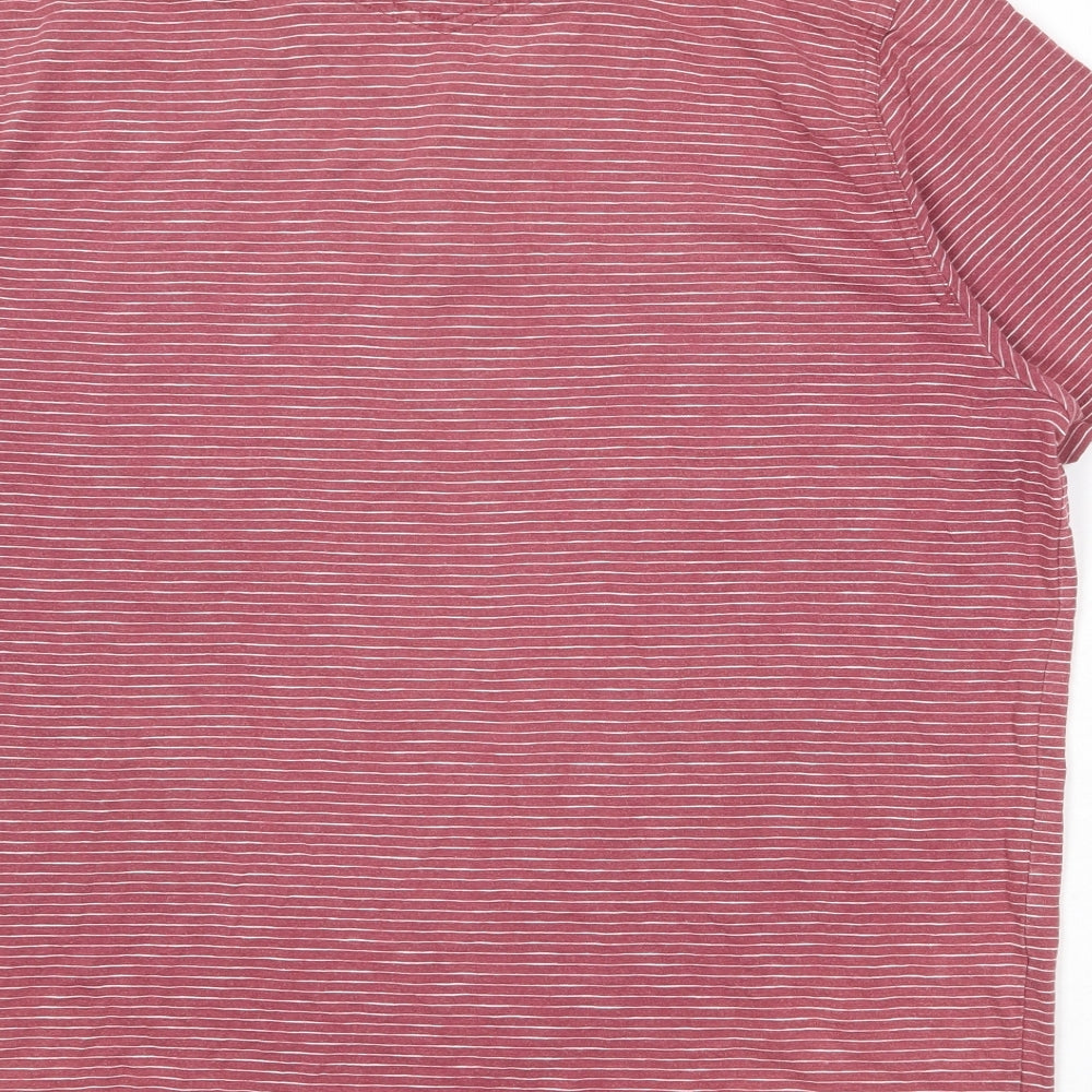 Fat Face Mens Red Striped 100% Cotton Polo Size L Collared Button
