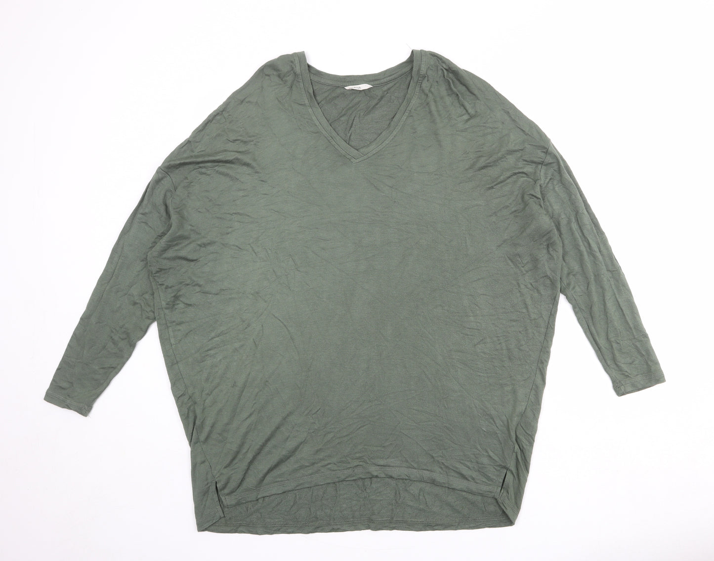 Hush Womens Green Viscose Basic Blouse Size S V-Neck