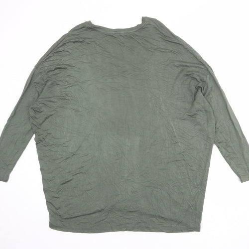 Hush Womens Green Viscose Basic Blouse Size S V-Neck