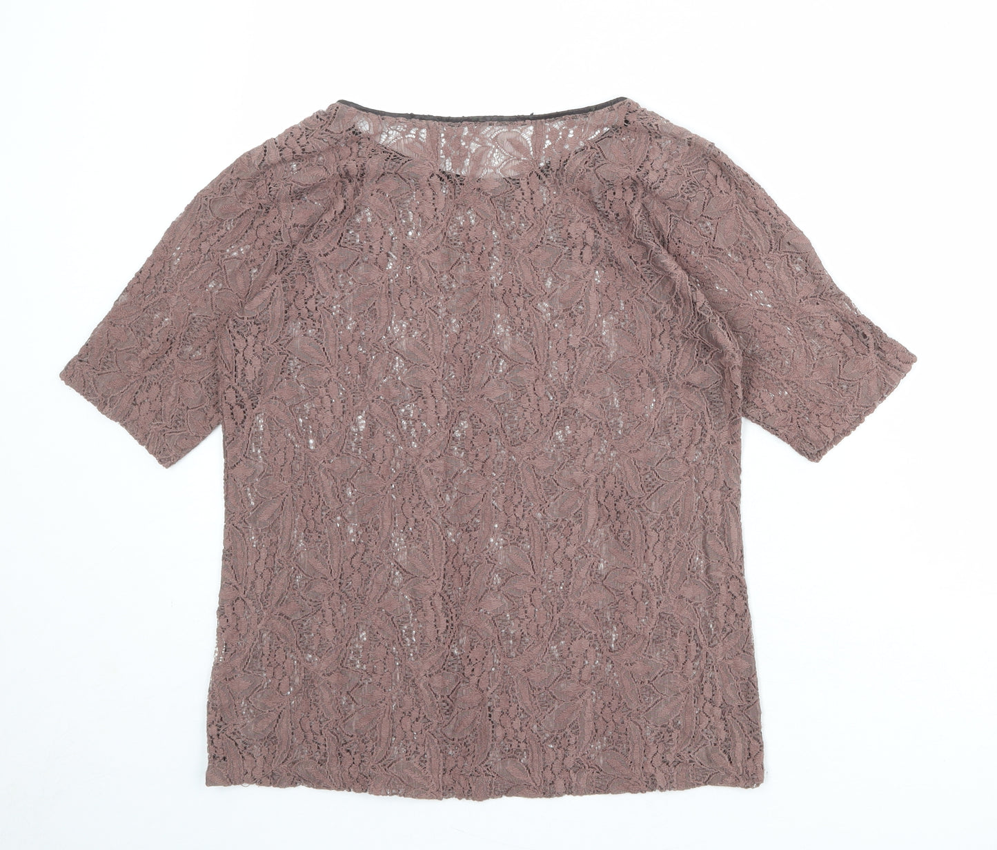 Zara Womens Pink Polyester Basic T-Shirt Size L Round Neck