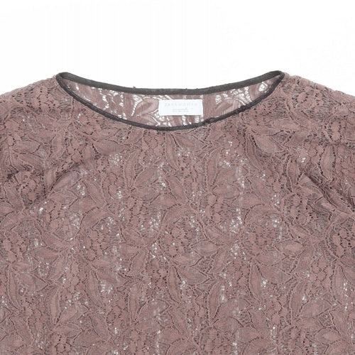 Zara Womens Pink Polyester Basic T-Shirt Size L Round Neck