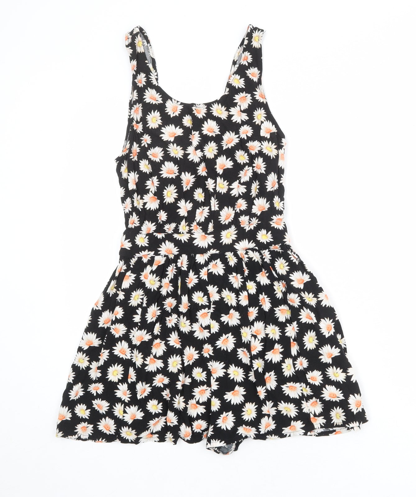 FOREVER 21 Womens Black Floral Viscose Playsuit One-Piece Size S Pullover