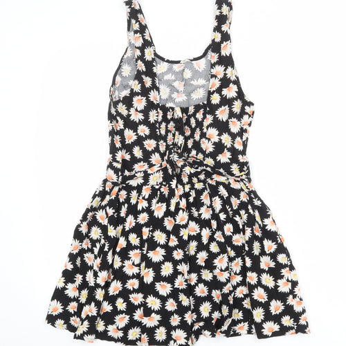 FOREVER 21 Womens Black Floral Viscose Playsuit One-Piece Size S Pullover