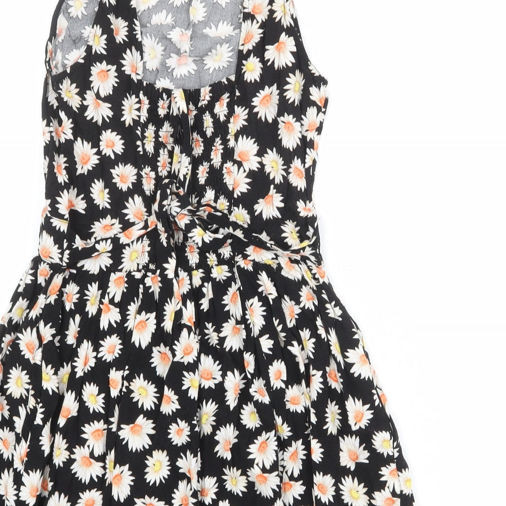 FOREVER 21 Womens Black Floral Viscose Playsuit One-Piece Size S Pullover