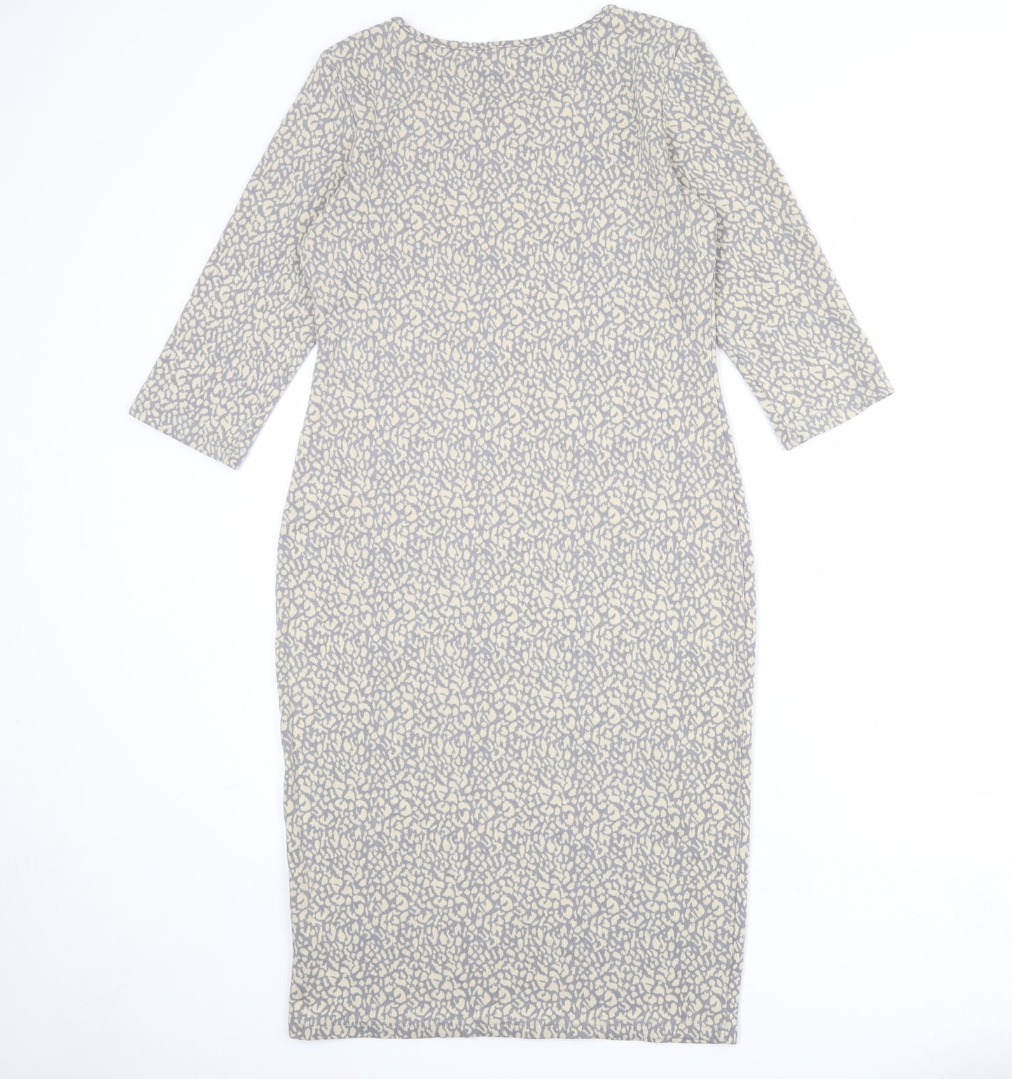Dorothy Perkins Womens Grey Animal Print Polyester Bodycon Size 12 Round Neck Pullover - Leopard pattern