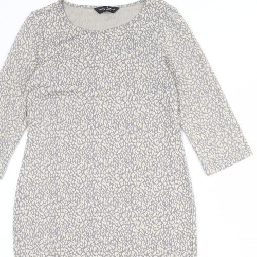 Dorothy Perkins Womens Grey Animal Print Polyester Bodycon Size 12 Round Neck Pullover - Leopard pattern