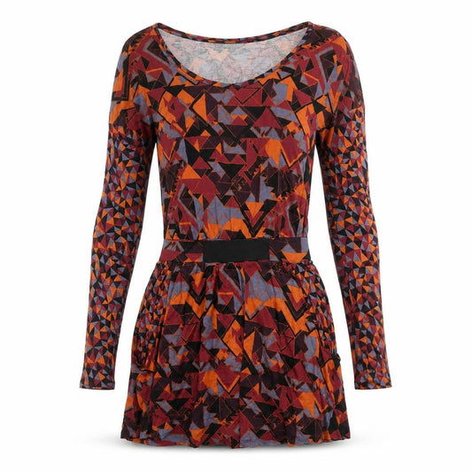 Front view of Limited Collection women’s multicoloured geometric viscose a-line, size UK 8, round neck pullover