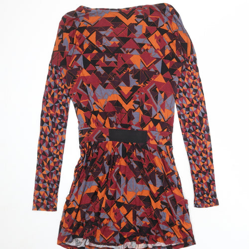 Limited Collection Womens Multicoloured Geometric Viscose A-Line Size 8 Round Neck Pullover