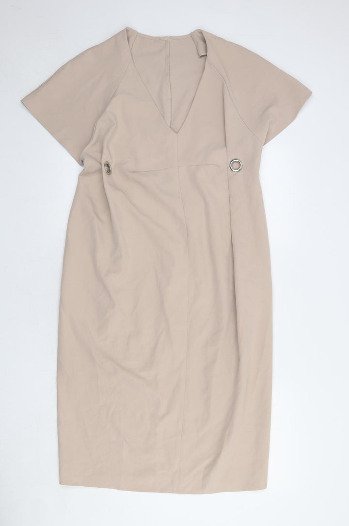 ASOS Womens Beige Polyester Shift Size 10 V-Neck Pullover