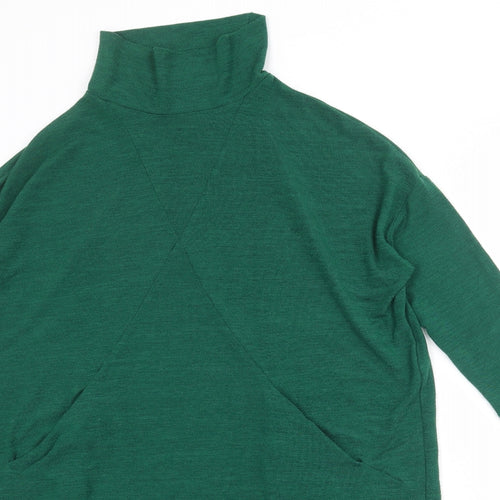 Joy Womens Green Polyester Jumper Dress Size 10 High Neck Pullover
