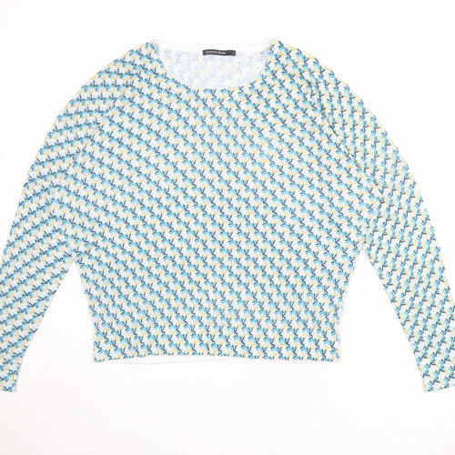 Monoprix Womens Multicoloured Round Neck Geometric 100% Cotton Pullover Jumper Size M