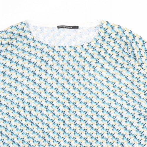 Monoprix Womens Multicoloured Round Neck Geometric 100% Cotton Pullover Jumper Size M