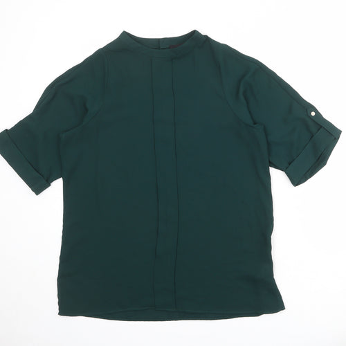 Autograph Womens Green Polyester Basic Blouse Size 10 Mock Neck