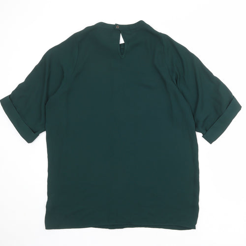 Autograph Womens Green Polyester Basic Blouse Size 10 Mock Neck