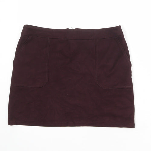 Dorothy Perkins Womens Purple Polyester A-Line Skirt Size 12 Zip