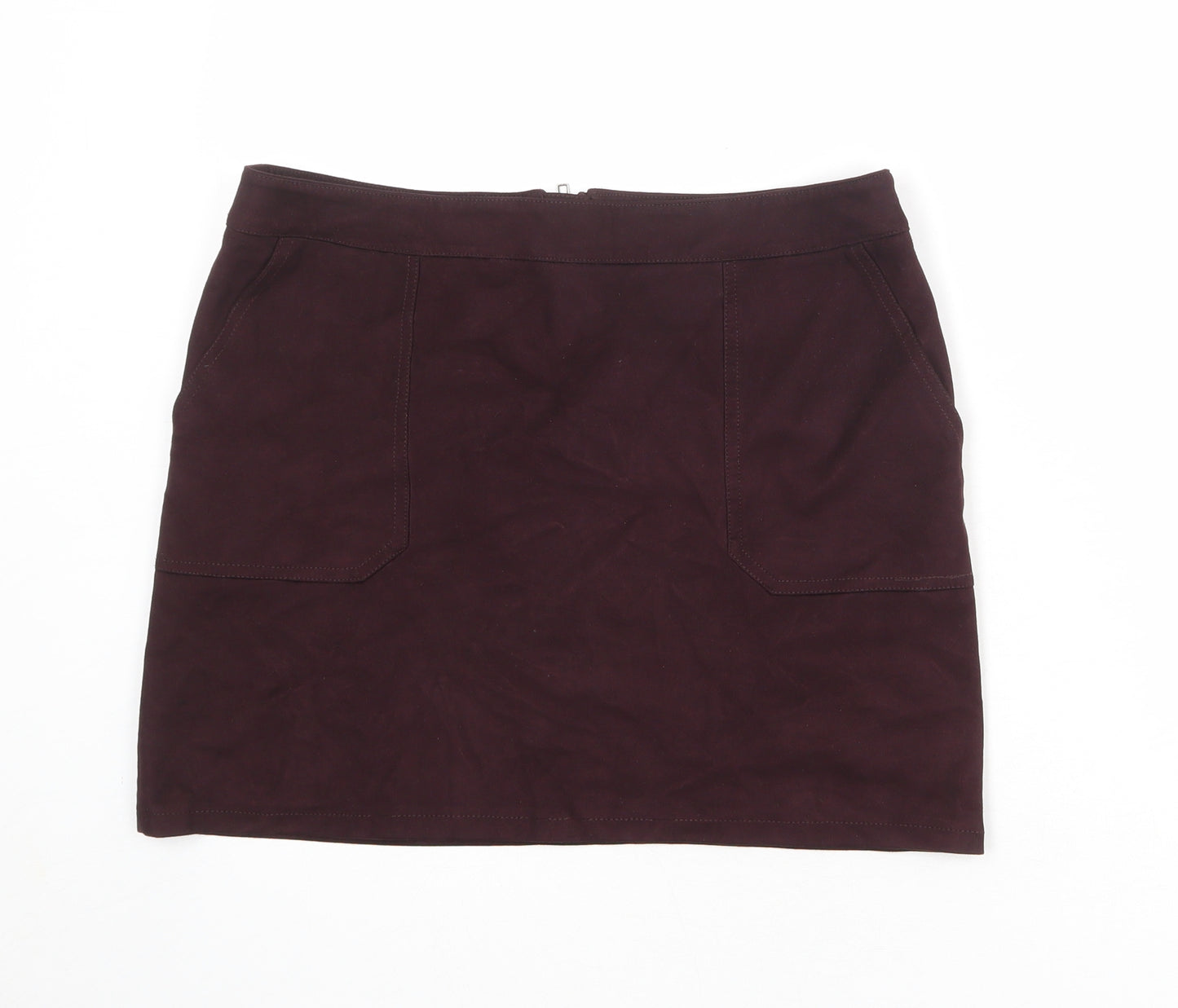 Dorothy Perkins Womens Purple Polyester A-Line Skirt Size 12 Zip