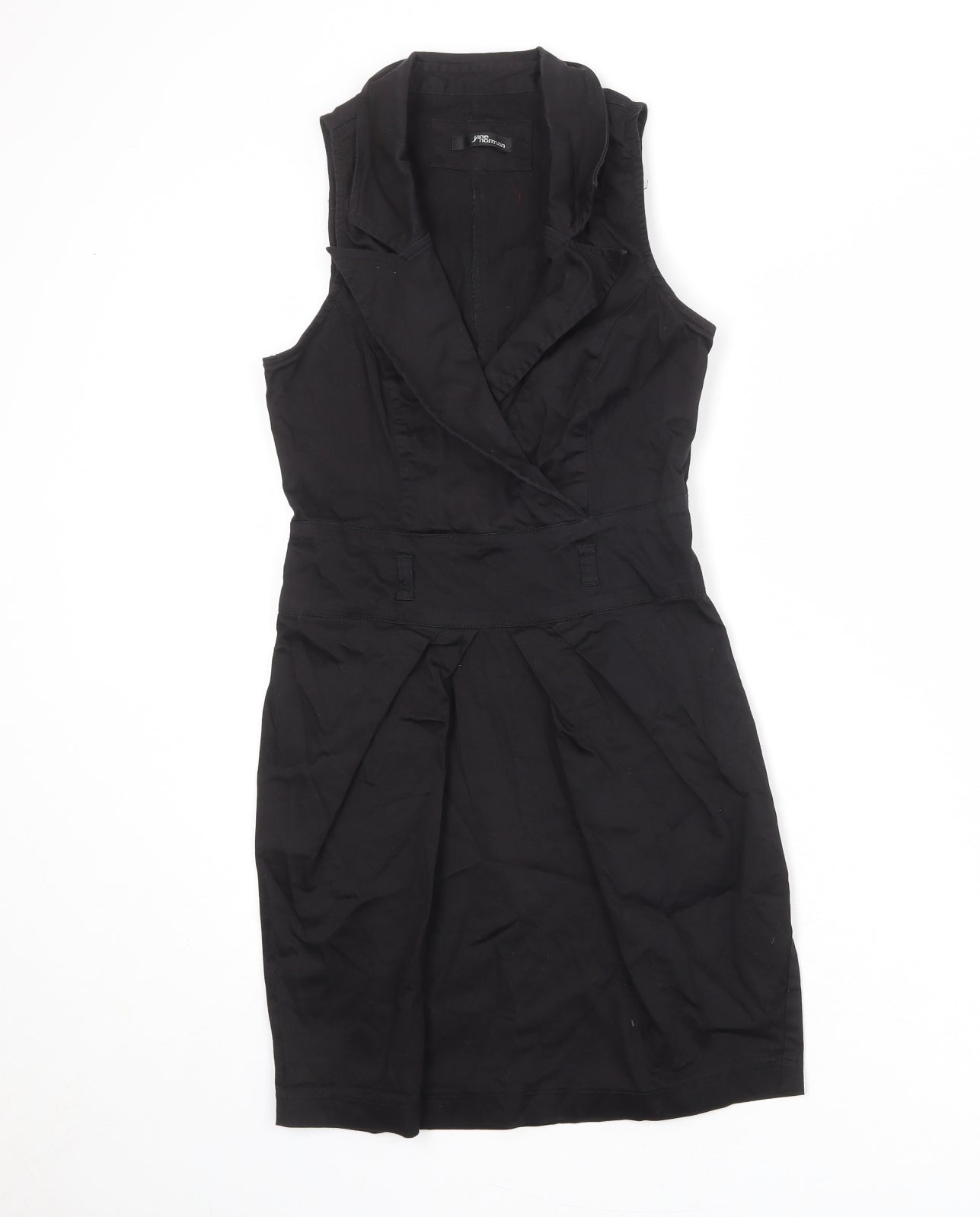 Jane Norman Womens Black Cotton A-Line Size 12 V-Neck Zip