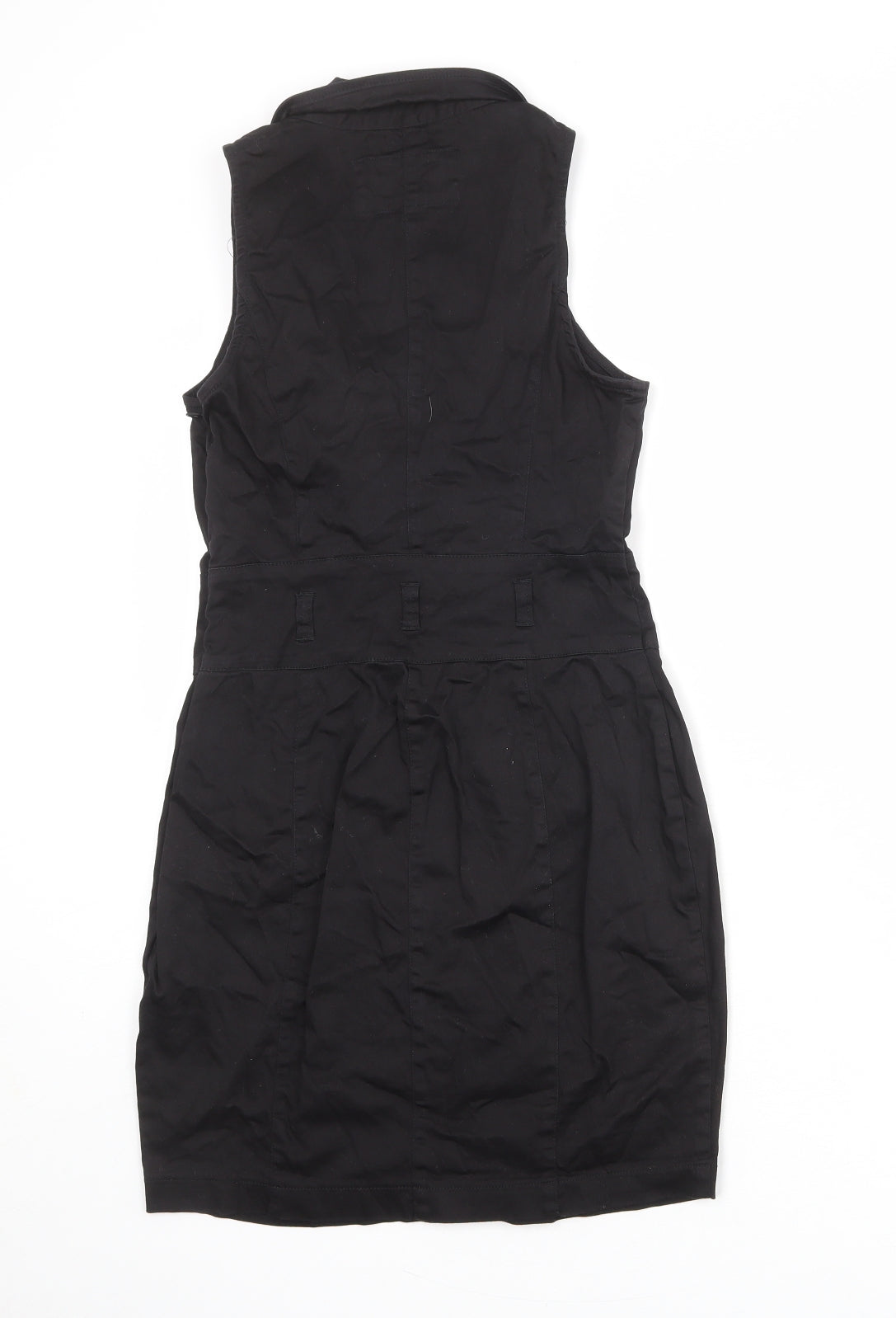 Jane Norman Womens Black Cotton A-Line Size 12 V-Neck Zip