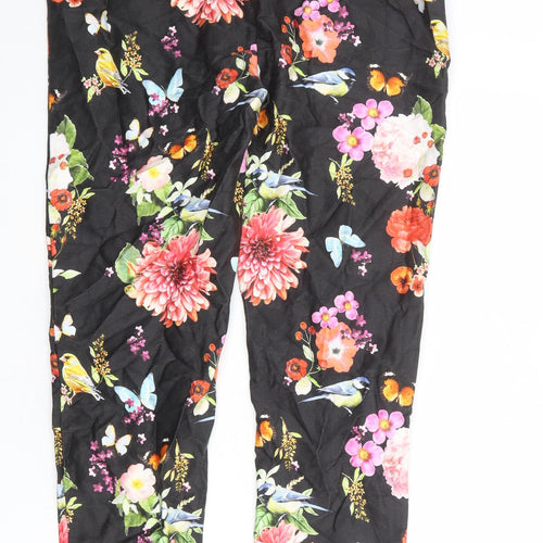 NEXT Womens Black Cotton Chino Trousers Size 14 Regular Zip