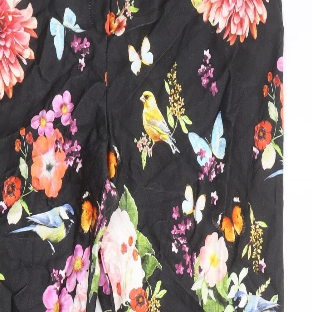 NEXT Womens Black Cotton Chino Trousers Size 14 Regular Zip