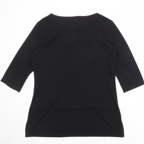 Sara Womens Black Polyester Basic T-Shirt Size 10 Boat Neck - Size 10-12