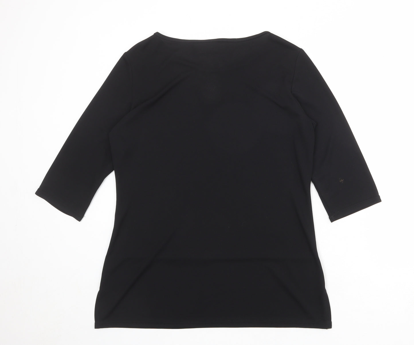 Sara Womens Black Polyester Basic T-Shirt Size 10 Boat Neck - Size 10-12