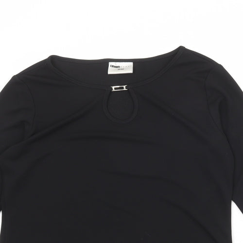 Sara Womens Black Polyester Basic T-Shirt Size 10 Boat Neck - Size 10-12