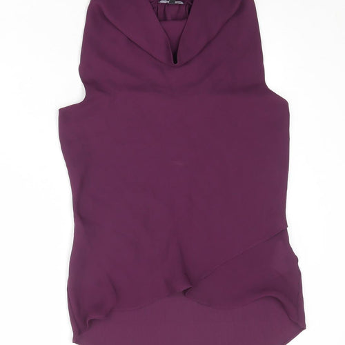 Warehouse Womens Purple Polyester Basic Blouse Size 6 Cowl Neck