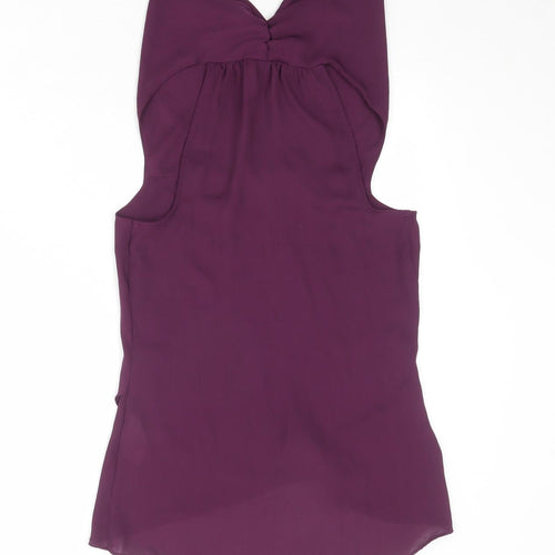 Warehouse Womens Purple Polyester Basic Blouse Size 6 Cowl Neck