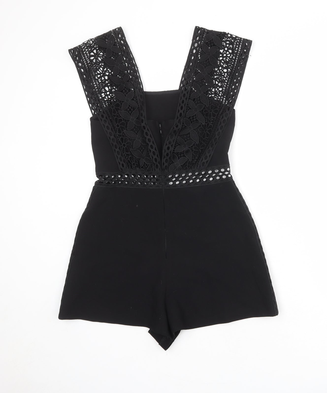 Topshop Womens Black Polyester Playsuit One-Piece Size 10 Zip