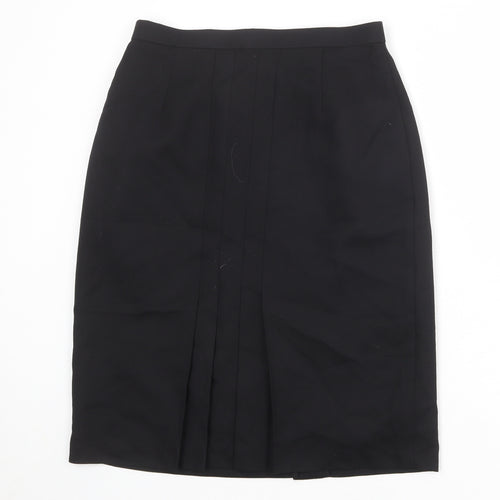 St Michael Womens Black Polyester Straight & Pencil Skirt Size 14 Zip