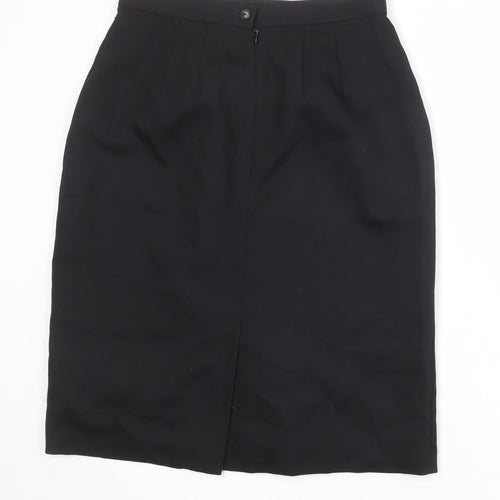 St Michael Womens Black Polyester Straight & Pencil Skirt Size 14 Zip