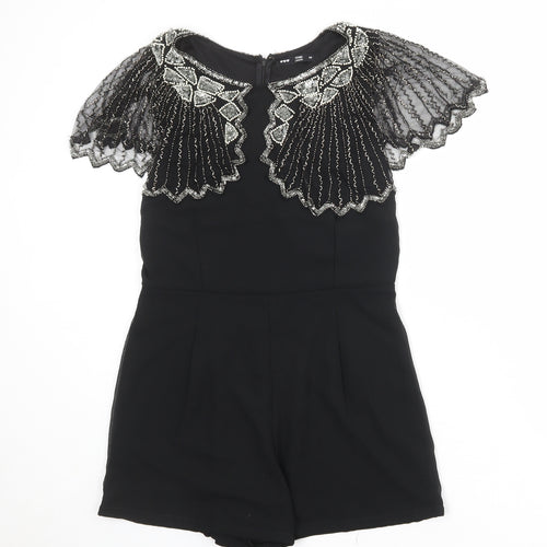 TFNC Womens Black Polyester Playsuit One-Piece Size M Zip
