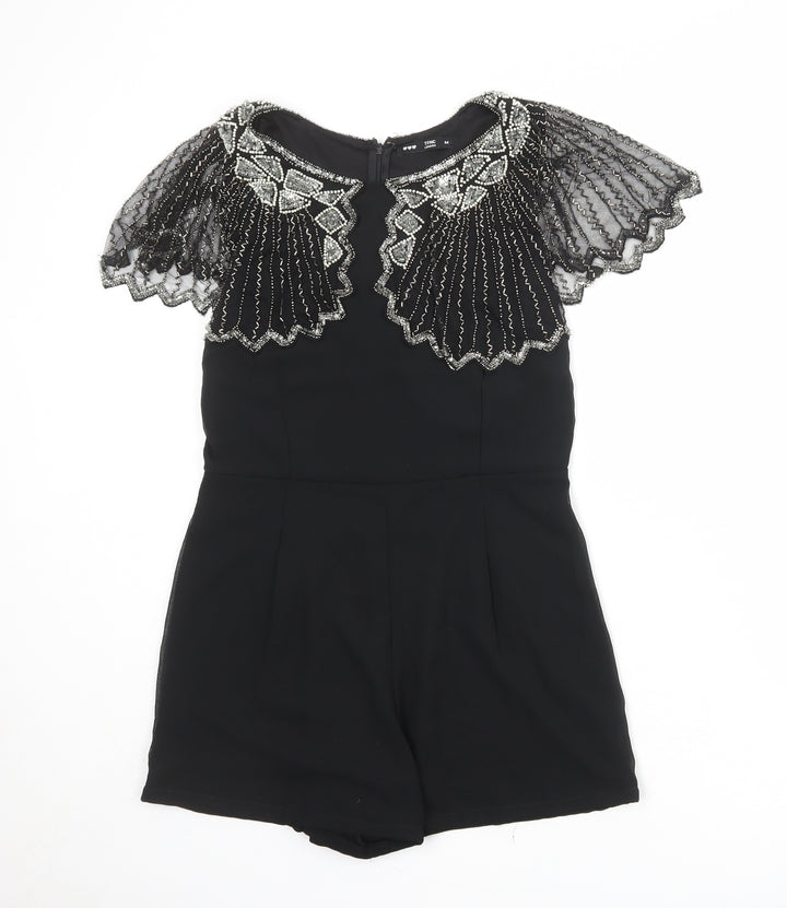 TFNC Womens Black Polyester Playsuit One-Piece Size M Zip