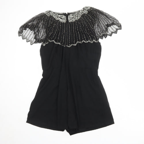 TFNC Womens Black Polyester Playsuit One-Piece Size M Zip