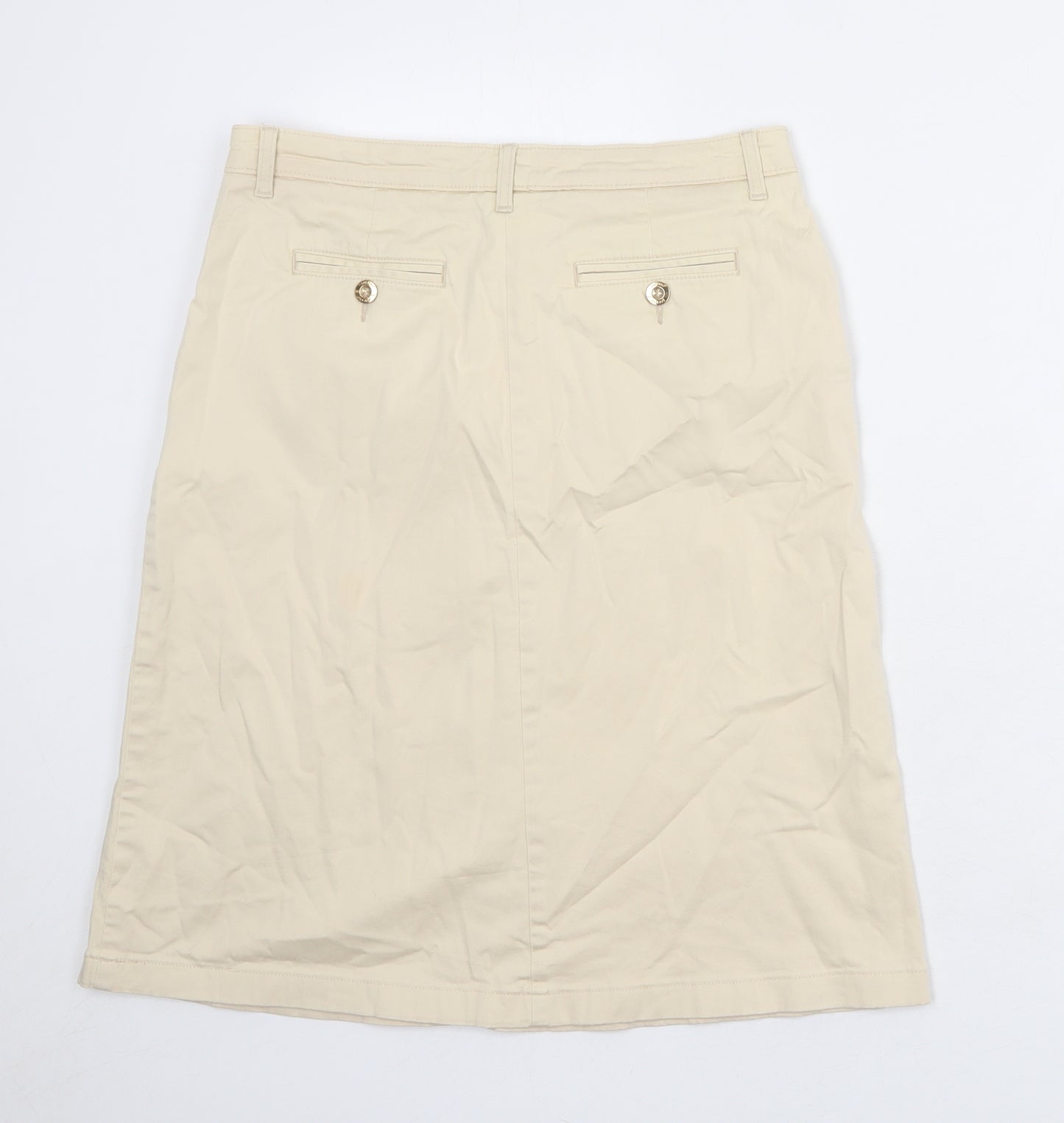 Per Una Womens Beige Polyester A-Line Skirt Size 12 Zip
