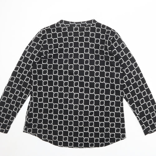 TZO Womens Black Geometric Cotton Basic Blouse Size M Round Neck - Size M-L