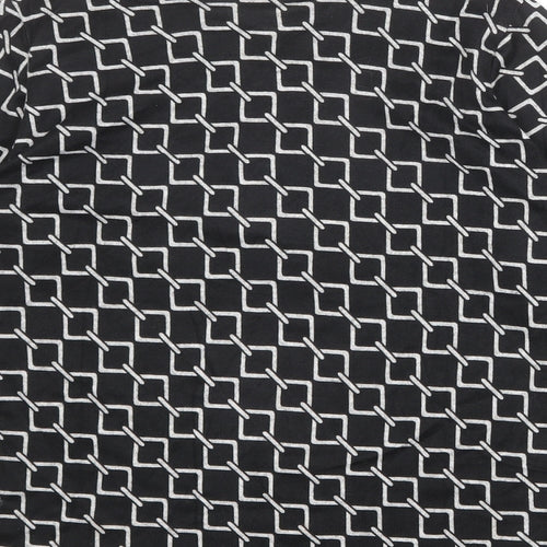 TZO Womens Black Geometric Cotton Basic Blouse Size M Round Neck - Size M-L