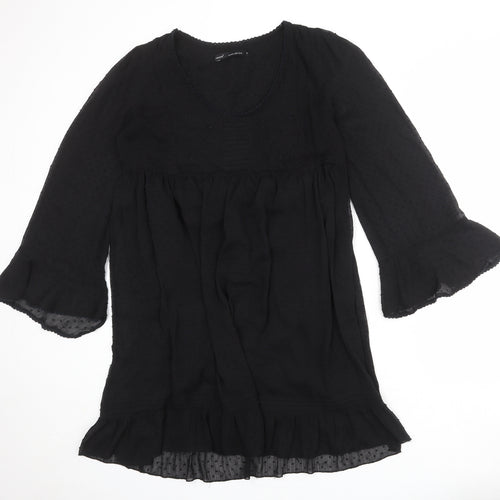 NEXT Womens Black Polka Dot Polyester A-Line Size 12 Scoop Neck Pullover