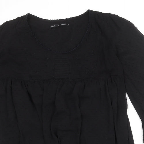 NEXT Womens Black Polka Dot Polyester A-Line Size 12 Scoop Neck Pullover