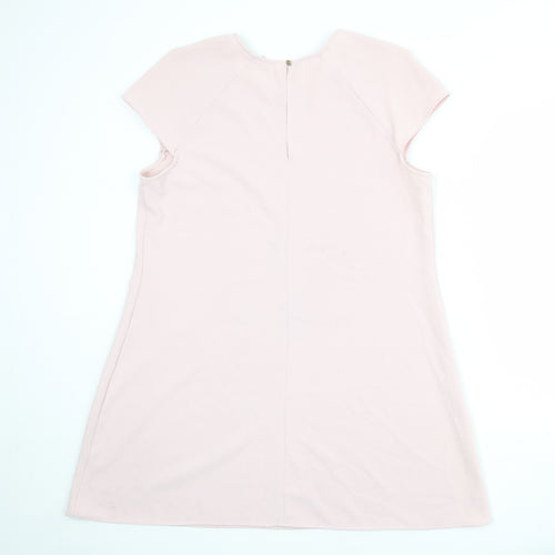 River Island Womens Pink Polyester A-Line Size 16 Round Neck Button