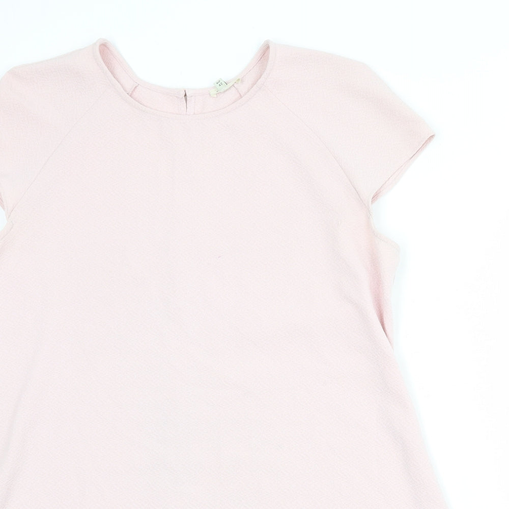 River Island Womens Pink Polyester A-Line Size 16 Round Neck Button