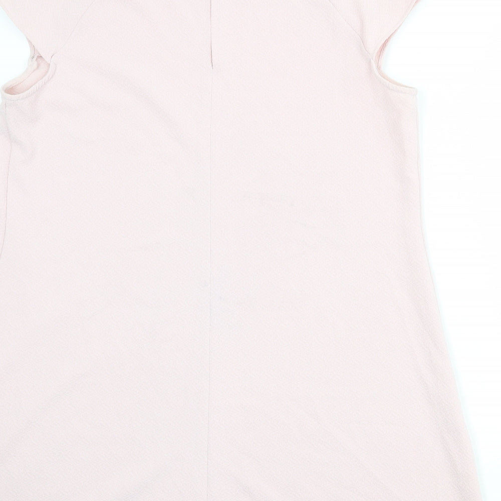 River Island Womens Pink Polyester A-Line Size 16 Round Neck Button