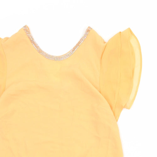 NEXT Womens Orange Polyester Basic Blouse Size 14 Round Neck