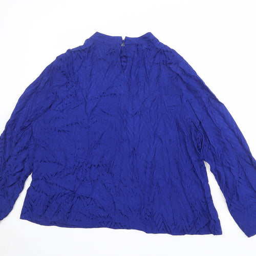 Marks and Spencer Womens Blue Geometric Viscose Basic Blouse Size 20 Round Neck