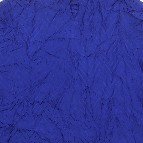Marks and Spencer Womens Blue Geometric Viscose Basic Blouse Size 20 Round Neck